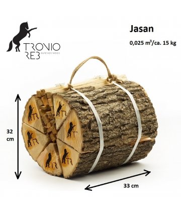 Luxusní suché krbové dřevo - 0,2 PRMR - 33cm jasan / 8 balíčků Tronio Reb po 15 kg