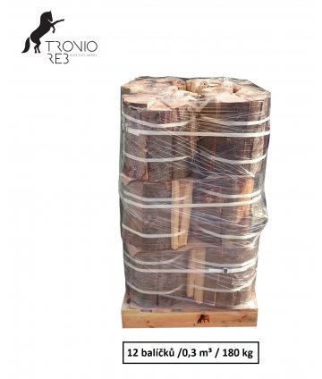 Bříza - Luxusní suché 33 cm krbové dřevo - 0,3 m³ / 12 balíčků Tronio Reb po 15 kg